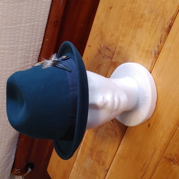 🌻Sandra Augelozzi Blue Wool Fedora - Picture 2 of 13